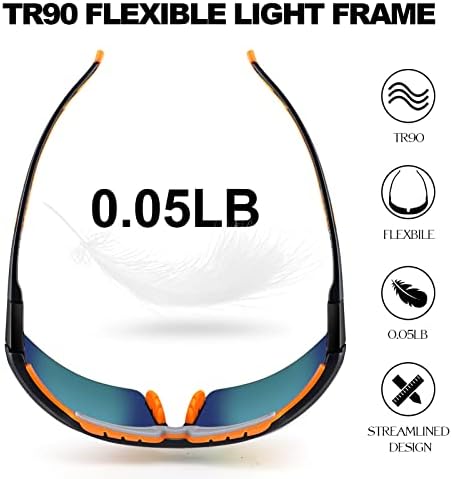 ZHA ZHA Polarizirane sportske naočale, TAC UV400 Revo Premium TR90 biciklističke naočale za muškarce žene ribolovne trčanje bejzbol
