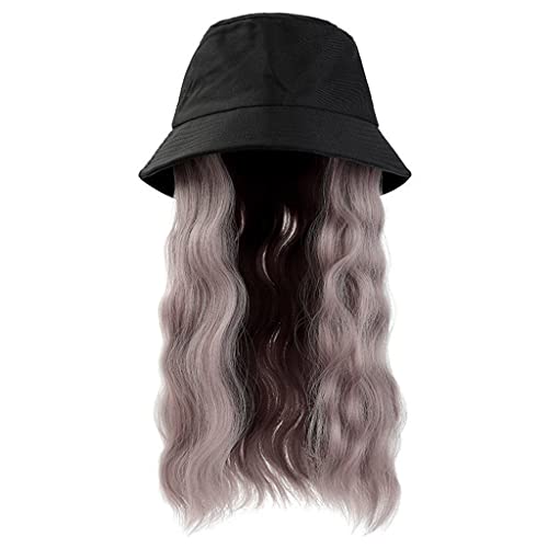 Duga sintetička ribarska kapa perika za kosu perika za kosu s crnom podesivom kapom za žene