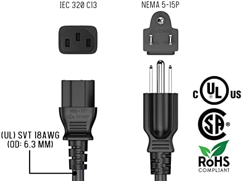 Kabel Leader 18 AWG Univerzalni kabel napajanja za računala, monitora i tv-a, certificirani prema normi IEC320 C13 - NEMA 5-15P UL,