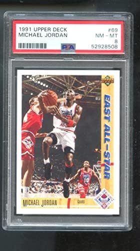 1991-92 Gornja paluba 69 Michael Jordan PSA 8 Ocjenjiva košarkaška karta NBA Istočna All-Star kao Chicago Bulls 1991 1992 91 92