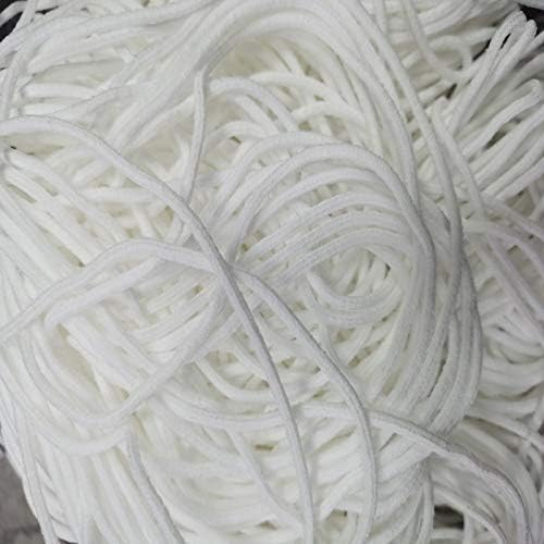 Elastični kabel za šivanje od 3 mm elastična elastična traka za vješanje uha okrugla elastična traka od 3 mm šivaći pribor za odjeću-bijela-Duljina