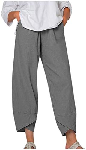 Mmoneyake Capri hlače za žene povremene ljetne pamučne platnene palazzo hlače joga harem hlače labave hlače široke noge obrezane hlače