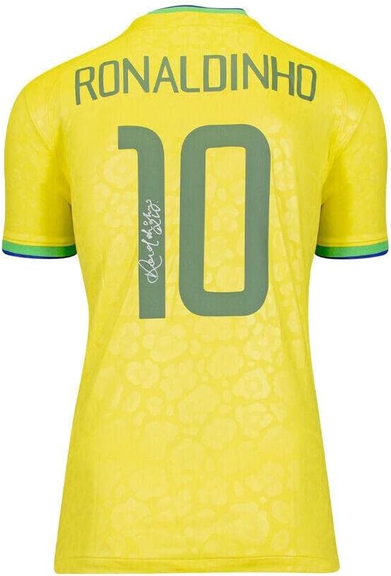 Ronaldinho potpisao Brazil košulja - 2022-23, broj 10 dres autografa - Autografirani nogometni dresovi