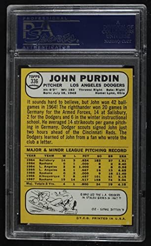 1968. Topps 336 John Purdin Los Angeles Dodgers PSA PSA 8.00 Dodgers
