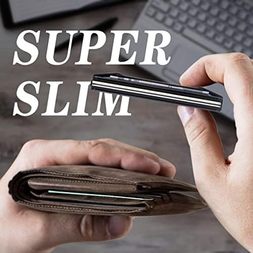 Slim novčanim novčanikom za muškarce minimalistički novčanik RFID Blokirajući prednji džepni držač kreditne kartice Aluminij Metalni