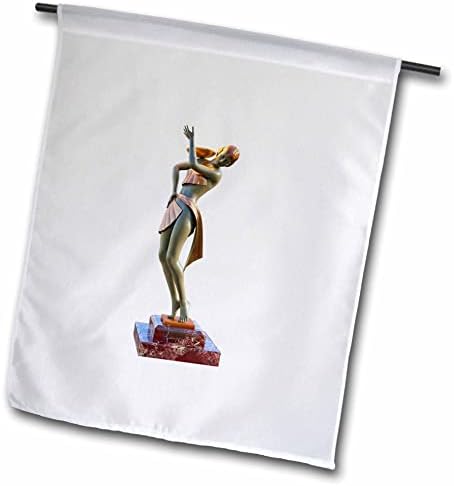 3Drose Art Deco statue lik koji drži sjenu lampice s desne strane - zastave