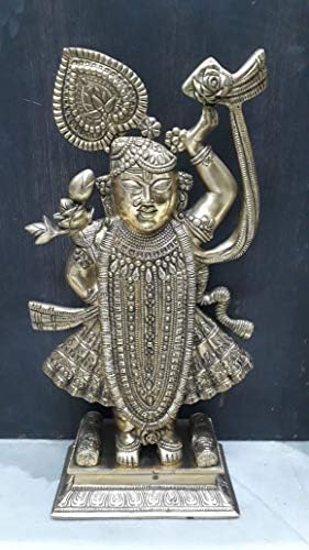 Bharat haat lijepa rukotvorina velikog kipa Shrinathji Boga u mesinganom metalnom dizajnu bh00034