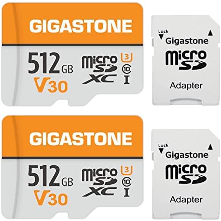 Micro SD kartica Gigastone 512GB 2-Pack, 4K Video Pro, GoPro, video Nadzor, Kamere sigurnosti, akcijske skladište, Trut, memorijska