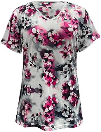 Ljetne ženske kratke rukave v vrat cvjetni tiskani gornji dio majice casual majice majice tunika žene ljetne košulje za žene