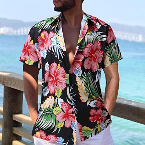 HDDK muške havajske košulje, ljetni cvjetni cvjetni gumb s kratkim rukavima dolje opuštena fit rever plaža aloha košulja