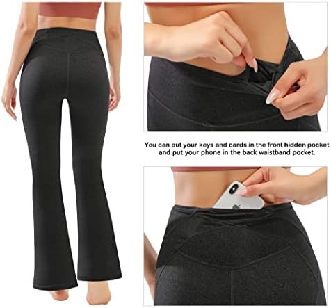 Afitne ženske cijele duljine/Capri bootcut joga hlače s džepovima, visoki struk za trening hlača hlače Radne hlače Radne hlače