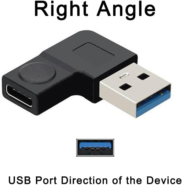 GELRHONR 90 stupnjeva USB na USB C adapter, pravi kut USB mužjak za tip C Podrška ženskom konektoru Nesmislene strane 5Gbps i prijenos
