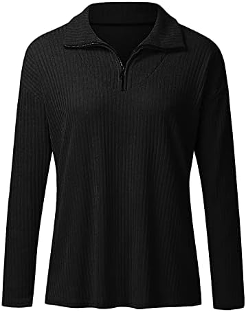 YMOSRH džemperi za žene ubod u boji dugih rukava ovratnik pola patentnog zatvarača pulover pleteni džemper gornji kardigan