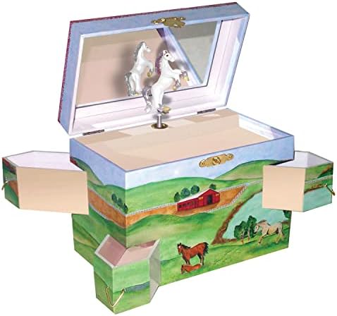 Enchantmints Sakrij kutiju za nakit za konj za djecu - Dječji blaga škrinja s 4 ladice za pohranu predmeta i pribora za nakit - idealan