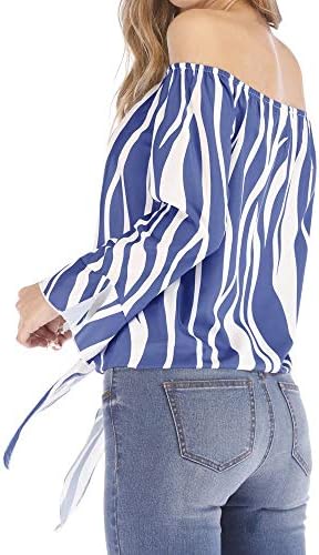 Kulywon žene hladne rame trake za print zavoj zavoja bluza rukava bluza