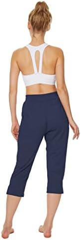 Moniglory Womens Capri Yoga hlače labave treninge joggers bočno split -tracling dnevni boravak s džepovima