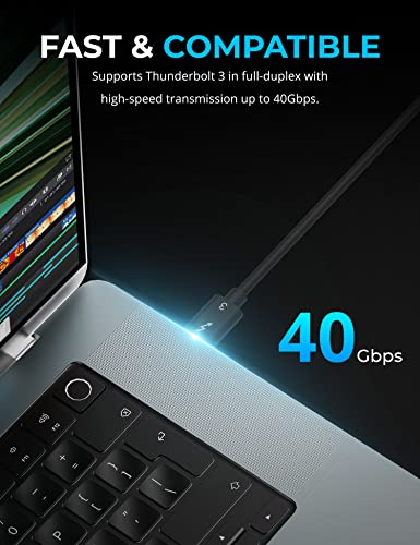 Sagrent Thunderbolt 3 [certificirani] USB tipa C kabel | do 40 Gbps | Podržava 100W [5A, 20V] punjenje | E Mark Chip | [7,8 / 20 cm