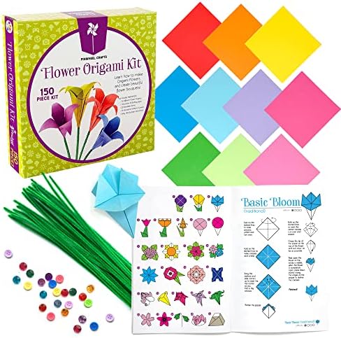 Djeca origami papirnati komplet i paket cvjetnih lonaca - Projekt zabavne diy umjetnosti i zanata za djecu u dobi od 6 7 8 9 10 11