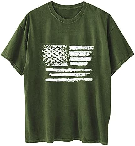 4. srpnja Košulje za žene labave ležerne predimenzionirane američke zastave tiskane o-izrezi