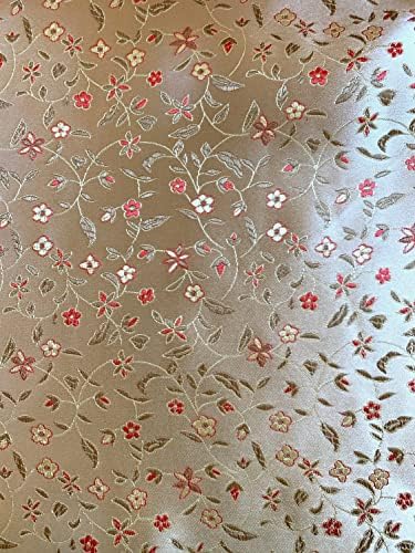 Kineska satenska tkanina od zlatnog Crvenog brokata u cvjetnom dvorištu-10041