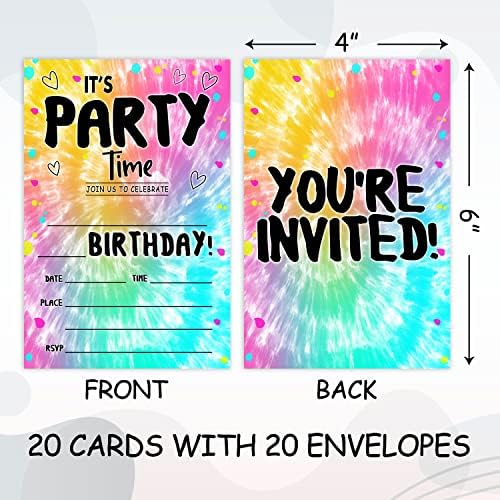 Axamdam To je zabavno vrijeme za rođendanske pozivnice, pozivnice za zabavu za djecu, djevojke, 20 karata s 20 omotničkih favorita