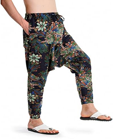 Realdo muški hippie harem hlače Baggy elastični struk lane boho joga casual labave ciganske aladdin pad hlače međunožje