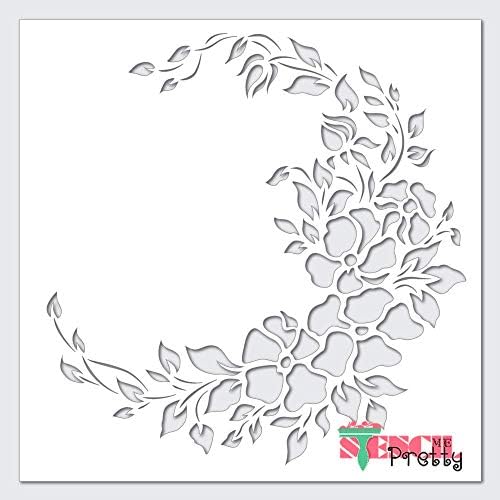 Teče cvjetovi kut ili središnja šablona - DIY Umjetnički predložak Najbolji vinilni veliki šabloni za slikanje na drvu, platnu, zidu