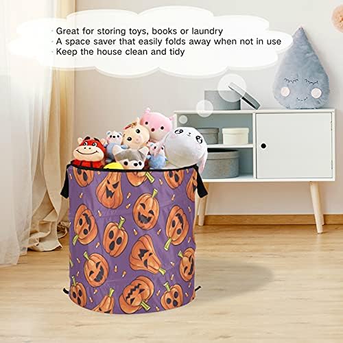 Pumkin Happy Halloween Pop up up rublje s poklopcem s poklopcem sklopiva košarica za odlaganje srušena vreća za pranje rublja za kampiranje