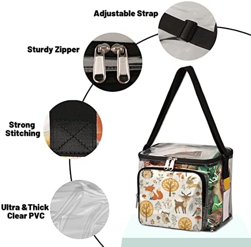 Prozirna torba za stadione odobrena torba s ručkama slatke životinje lisica jelen prozirna torba na rame s podesivim remenom prozirna