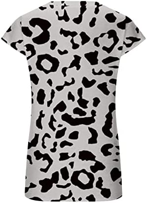 Djevojačka pamučna bluza kratkih rukava s okruglim vratom zvijezda Leopard Print Cvjetni uzorak labava bluza za slobodno vrijeme majica