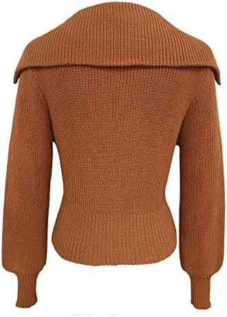 Džemperi za ženski pulover dugi rukav obrezani patentni zatvarač od solidne boje široki vrat pleteni džemper kašmir džemperi