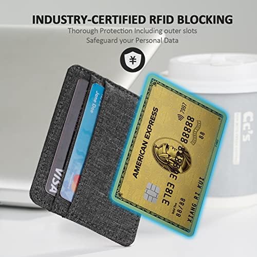 Qbool muški prednji džepni novčanik vitki minimalist s RFID -om za blokiranje gotovinskog utora za vlasništvo kreditne kartice