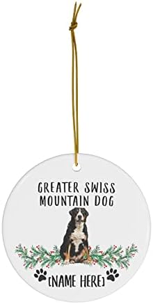 Veliki švicarski planinski pas koji sjedeći pse darovi 2023 božićno drvce Ukrasi personalizirani vašim psima Ime keramički krug