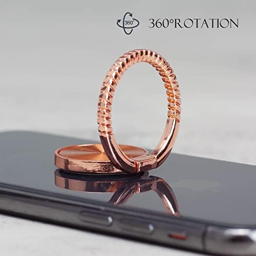 [2 pakiranja] preporučene teksture CD-a stalak za prsten za mobitel, Držač prstena za prste za 360 stupnjeva s poliranom metalnom ručkom