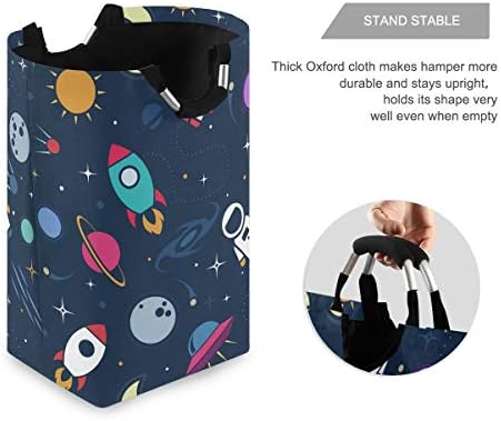 Orezi Astronaut Spaceship Rocket Moon Black Hole Zvijezde Vanjsko pranje rublja, vodootporna i sklopiva vreća za rublje s ručkama za