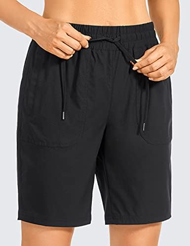 CRZ joga ženski visoki struk Bermuda pješačke kratke hlače 9 '' - brza suha dužina koljena atletski golf vanjski kratki džepovi