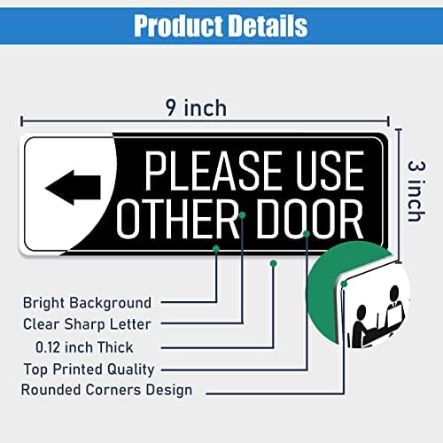 Upotrijebite ostali znak vrata lijevo strelica 9 x3 crno bijela - naljepnica na zidu na vratima za urede kuće Home Home Home