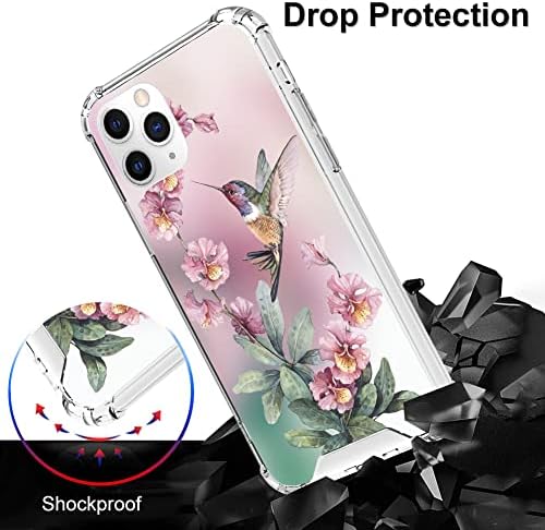 Ook Clear CASE Kompatibilno s iPhone 11 Pro Max, Pink Hummingbird Fleksibilni TPU otporan na šok-a protiv raspršivanja Prozirni poklopac