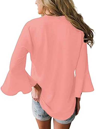 Xiloccer casual majica za žene labave čvrste v vratne peplum rukav srednje košulje za vježbanje dugih rukava Žene labave