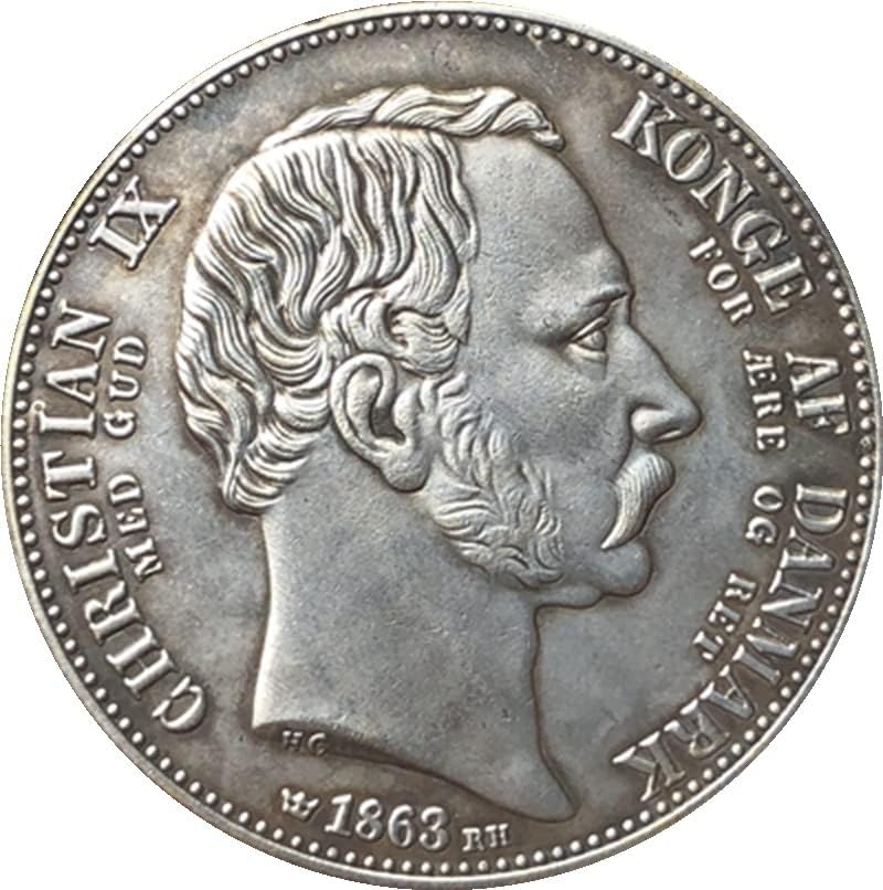 1863. Danski novčići bakreni srebrni antikni kovanice Strani komemorativni novčići Kovanovi zanata
