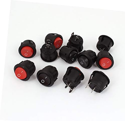 X-DREE 12 PCS KCD-107 ON-OFF SNAP RONKER Switch Black Red AC 125V 250V (12 PCS KCD-107 INTERTTORE A Bilanciere Rotondo A Scatto On-Off