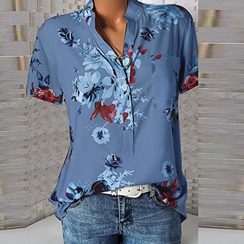 Gumb kratki rukavi Up majice za žene vrhove ljetne cvjetne bluze za žene Business casual majica blusas de moda 2023