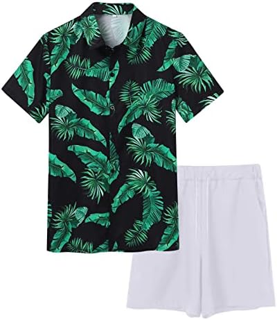 2 komada TrackSuits Outfits za muškarce plus sintage havajska košulja i kratki setovi Tropska havajska odjeća za sportsku odjeću