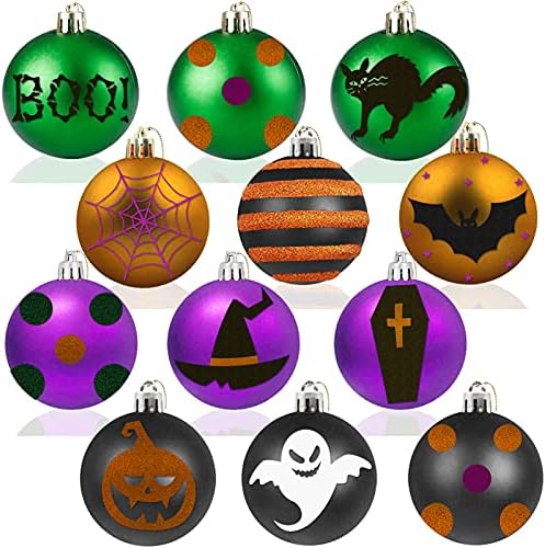 12 pakiranja Halloween visećih kuglica blistavi ukrasi za božićno drvce, šareni pauk pauk lopta za razbijanje za Halloween vijene i