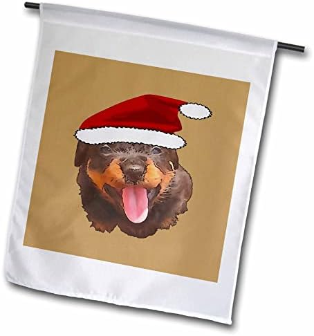 Slatko štene rotvajlera od 3 inča u šeširu Djeda Mraza - zastave