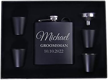 Personalizirani set tikvica za kuma / mladoženja lijevak za čaše poklon kutija - vjenčana tikvica za momačku večer od nehrđajućeg čelika