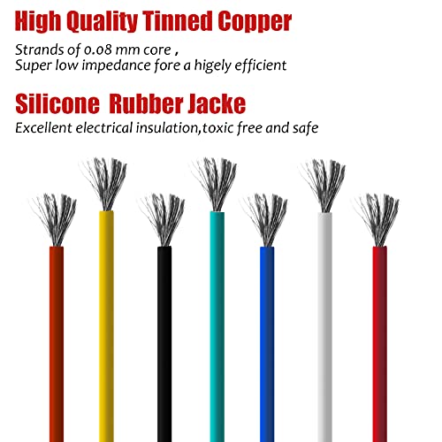 UPFANS 12 mjerača fleksibilna silikonska žica 12 AWG nasukana žica Kompletna bakrena žica Električna žica 7 boja svaka 5ft