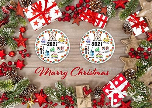 2021 Natrag u školu i radno okrugli keramički ukras zalihe su u karanteni darovi dvije strane tiskane personalizirane božićne ukrase