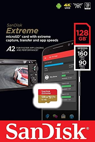 Memorijska kartica SanDisk Extreme microSD Kartica od 128 GB za DJI FPV Drone Class 10 4K Video Speed V30 UHS-I U3 A2 SDXC memorijske