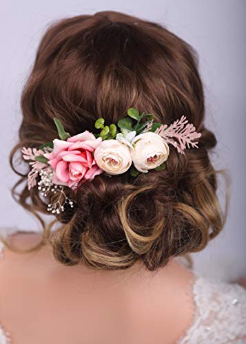 Ružičasti češalj za kosu s ružinim cvijetom rumenilo Cvjetna traka za glavu vjenčanica za kosu Tiara pokrivalo za glavu za žene djevojke